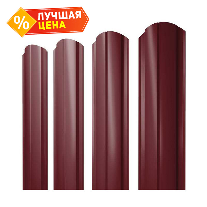 Штакетник Полукруглый Slim фигурный Grand Line 0,45 Drap RAL3005 Красное Вино